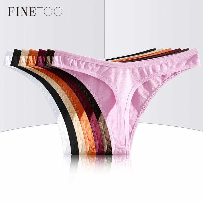 FINETOO Women Thong Soft Cotton G-string Lingerie Sexy Low-Rise T-back Underwear S-XL Comfortable Panty Girls