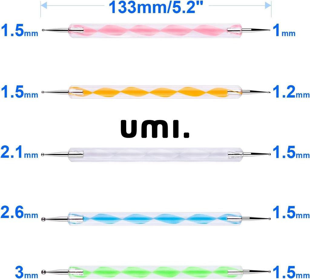 Amazon Brand - Umi 10pcs Dotting Tools Set for Nail Art, Embossing Stylus for Painting | Colorful Design Nail Dotting Tools