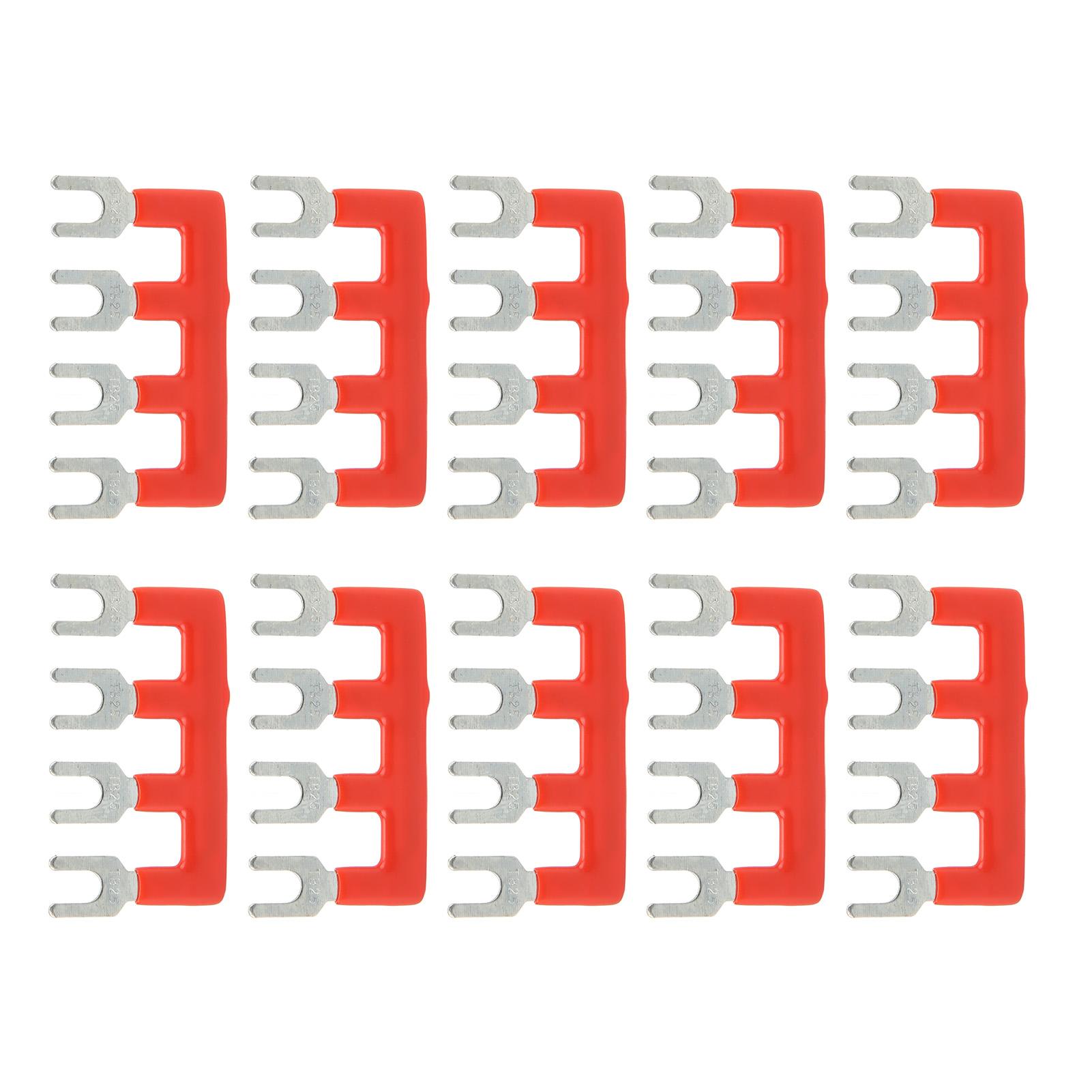 

10 Pcs Barrier Fork Type Strip 25A Copper Material PVC Sheath TB Jumper Block Terminal Strips for