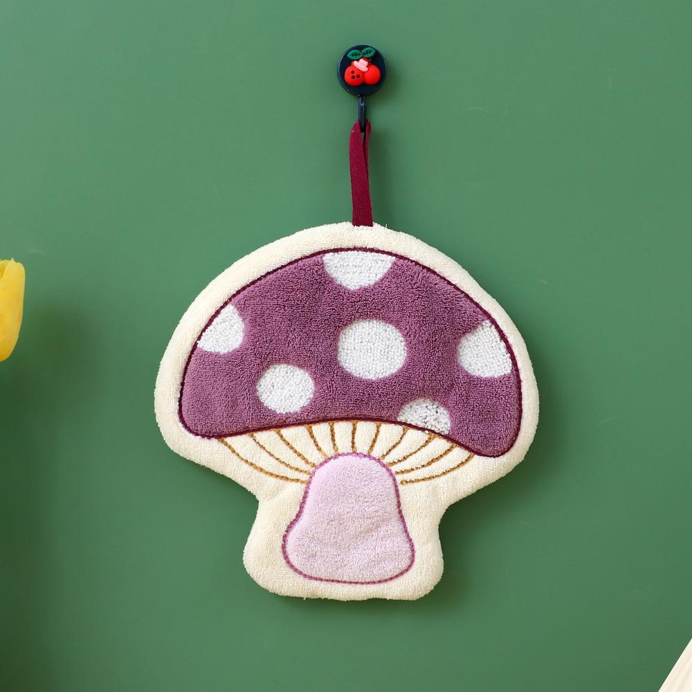 Soft Mushroom Theme Hand Towel Coral Fleece Bathroom Kerchief Toilet Handkerchief Kitchen Home