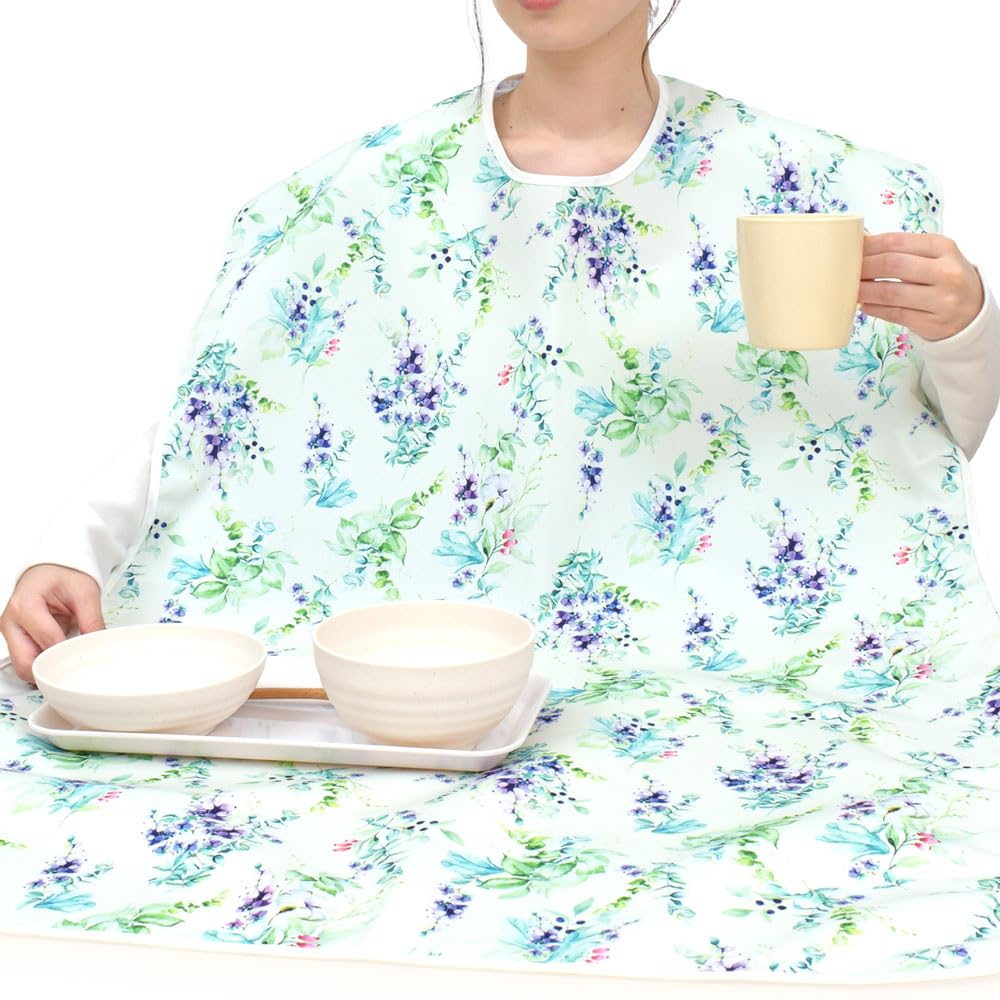 STYLE Decor Nursing Meal Apron Table Mat Set of 2 Botanical Bouquet Meal Apron Nursing Water Repellent Nursing Stylish Cute Elderly Nursing Home