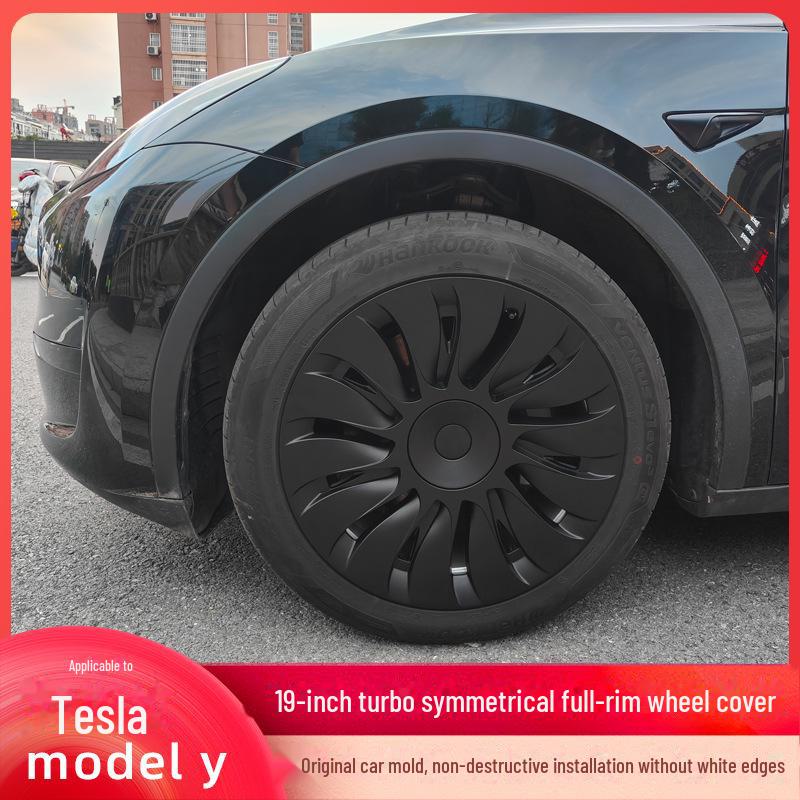 

Крышка ступицы колеса Tesla 19 дюймов - Modely Turbine Cyclone Smooth, симметричный дизайн, устойчивый к царапинам колпак для покрышки Second generation glossy матовый черный