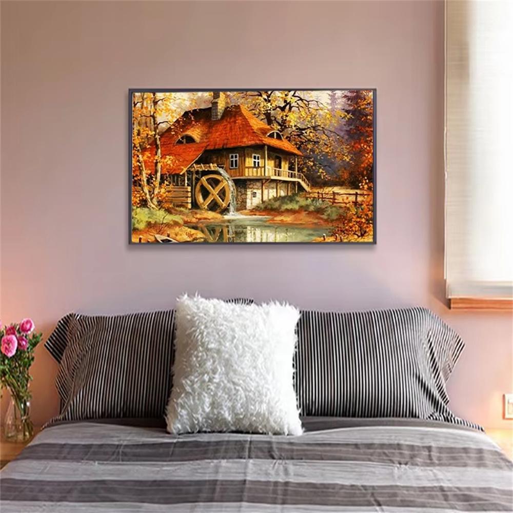 5D DIY Diamantová malba Krajina Diamantová mozaika Podzimní strom Šití drahokamu Plný kulatý diamantový křížový steh Domácí dárek