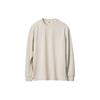 SS24 U Series Solid Color Basic Blended Crew Neck Long Sleeve T-Shirt Men Tops Light-Beige 465193-30