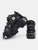 Fashion Hot Sale Metal Height Increasing Mid Calf Leather Boots Black All-match Design Boots Round Toe Thick Sole Cross Tied Shoes Punk