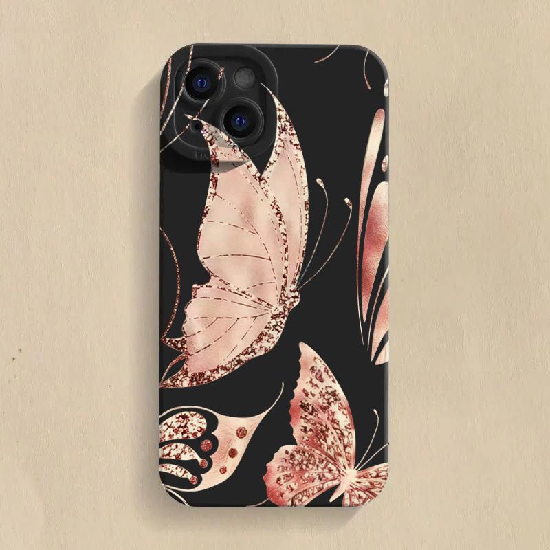 Golden Butterfly Phone Case For iPhone 17 Pro Max Air 16 Plus 15 14 13 12 11 XS X XR 13 Mini 16E Shockproof TPU Bumper Cover
