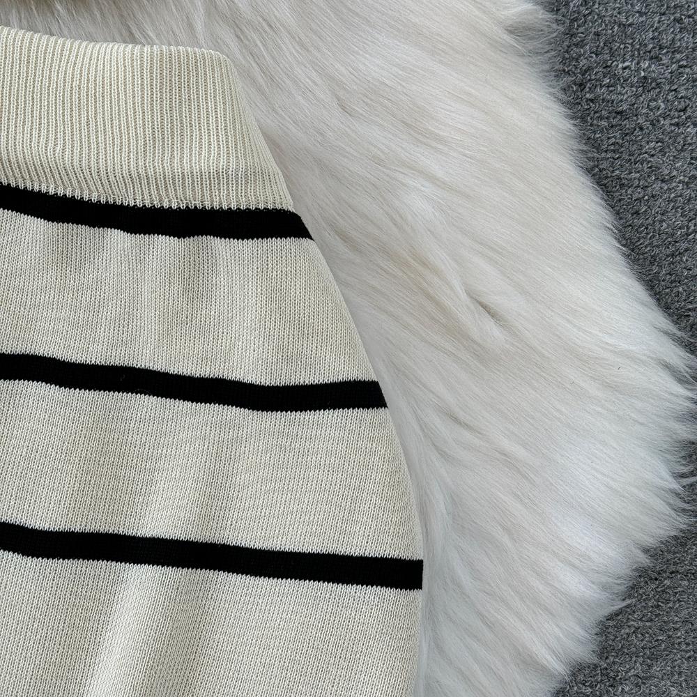 Conjuntos de 2 peças roupas femininas listradas malha sem mangas decote em v tanque + saias envolventes verão cintura alta saia conjunto moda dropship