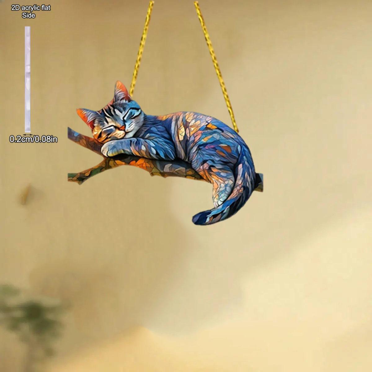 

Creative Acrylic Cat Ornament Window Hanging Pendants, Colorful Cat Handicraft, For Cat Lovers Suncatcher, Wind Chimes Gifts, Nurseries, Vintage Hom 20*15cm