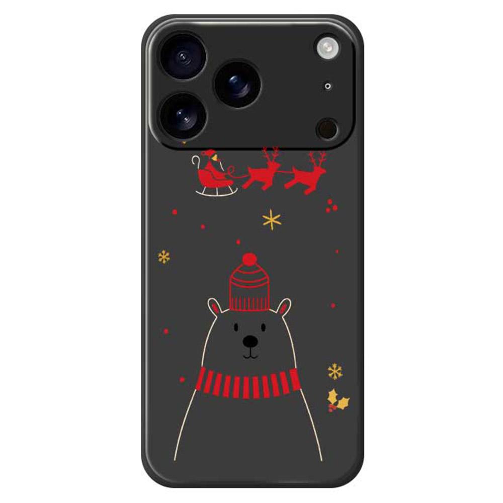 

For iPhone 17 Pro Max Case Bear Pattern Printing Straight Edge TPU Phone Back Cover Black