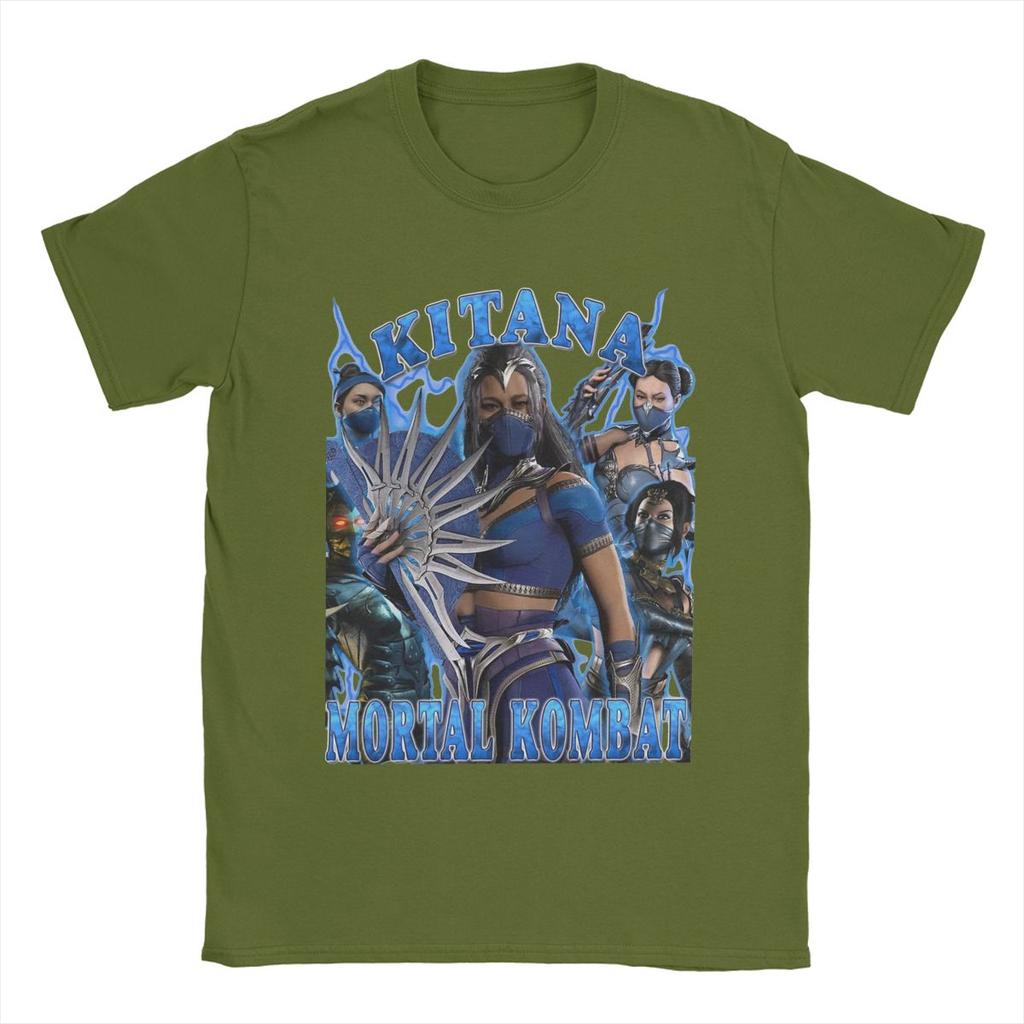 Men T-Shirt Mortal Kombat 1 Kitana Vintage Pure Cotton Tee Shirt Short Sleeve T Shirts Round Collar Clothes Graphic Printed