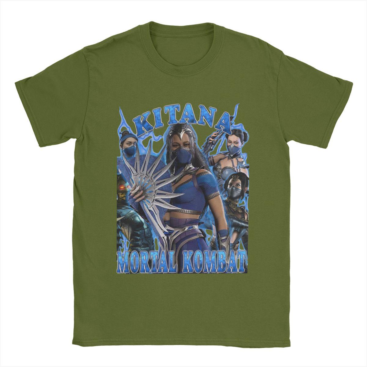

Men T-Shirt Mortal Kombat 1 Kitana Vintage Pure Cotton Tee Shirt Short Sleeve T Shirts Round Collar Clothes Graphic Printed 4XL