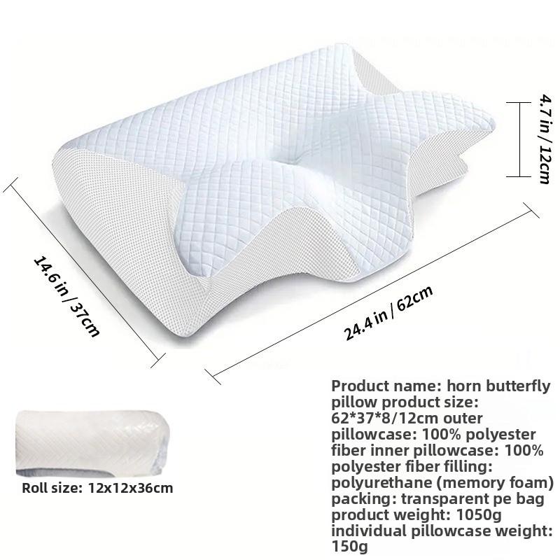 Cervical Butterfly Pillow Memory Foam Sleeping Pillow with Removable Pillowcase&Case Only
