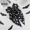 Pumpkin Hair Clip Halloween Bow Spring Clips for Women, Skeleton Ghost Hand Printed Festive Accessory Fabric Barrettes, Cute Horror Accessories