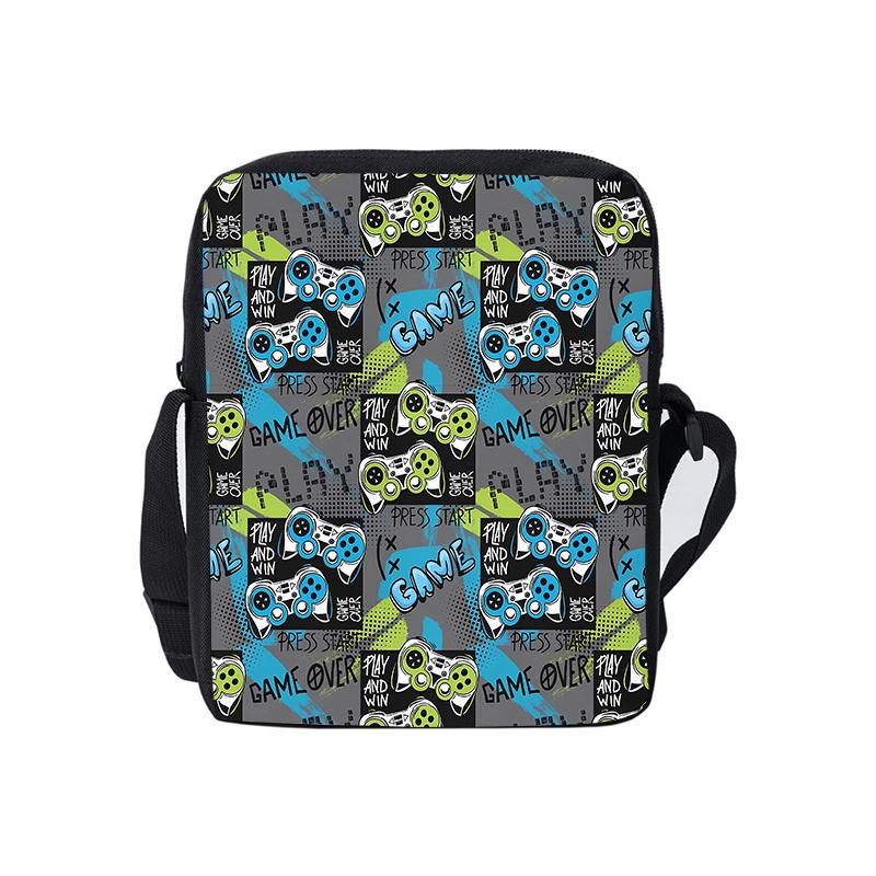 Borsa a Tracolla Singola Quotidiana con Design Gamepad per Bambino/Bambina Migliori Regali Borsa a Tracolla Casual Piatta 2D Cartoon