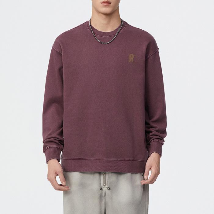 380G Осень-зима Американский ретро свитер с круглым вырезом мужской свободный большой — фото 7