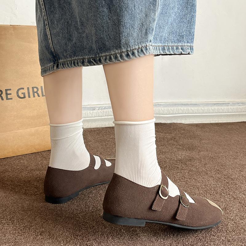 Retro women's autumn new one-pedal lazy shoes flat-soled soft-soled shallow-mouth Mary Jane single shoes