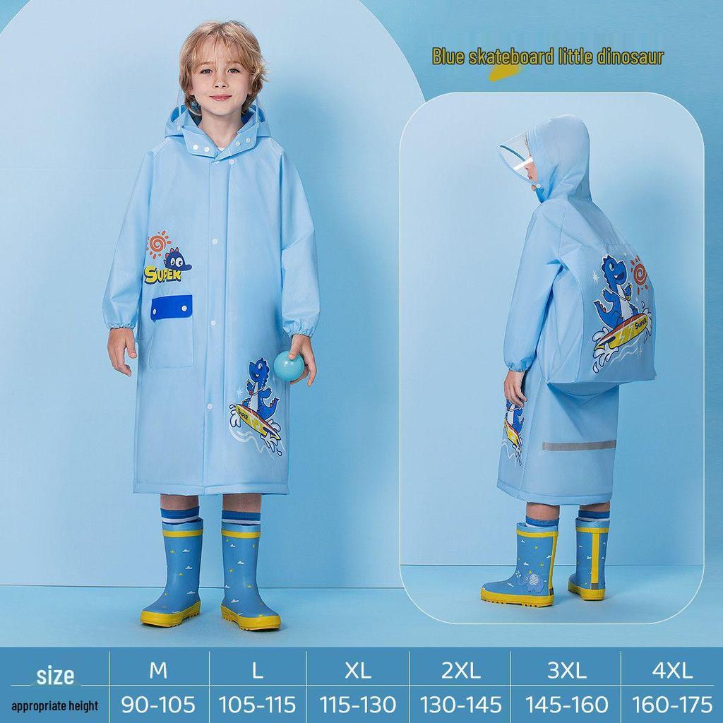 Children's Cartoon Rain Poncho with Backpack Slot for Kids