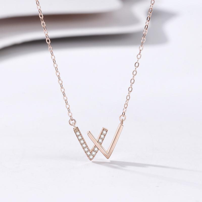 

Ожерелье с буквой W и волной, женское, творческое, нишевое, индивидуальное, универсальное, простое, модное, с двойной подвеской V