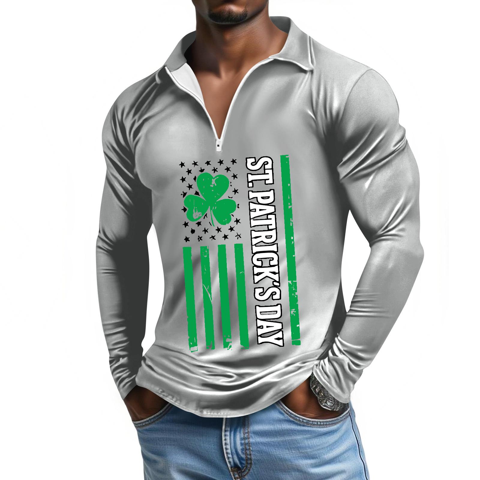 

Чоловіча футболка з довгим рукавом Модна повсякденна футболка на блискавці з принтом XL