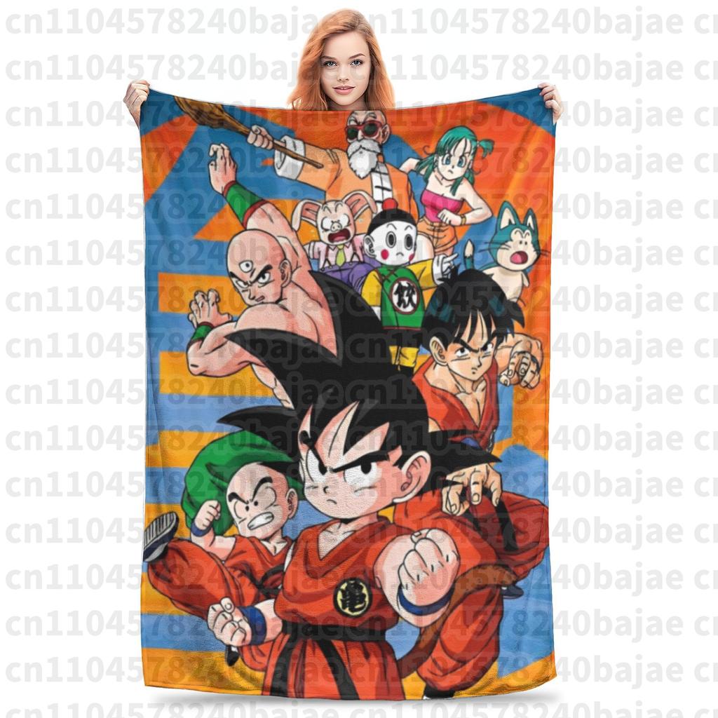 Dragon Ball Z Knitted Blanket Flannel Anime Son Goku Soft Throw Blankets for Bed Bedroom Quilt
