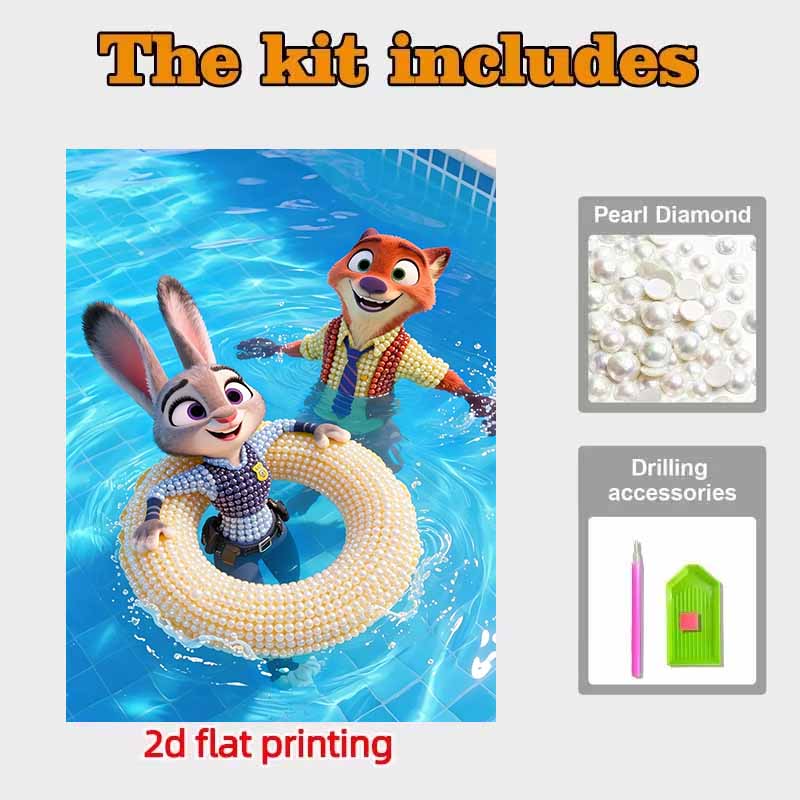 Disney Pearl Painting Judy and Nick Pool Play DIY Pearl Painting Gemstone Art Pearl Dot Painting Picture Crafts Adult Beginner Gifts Home Decor