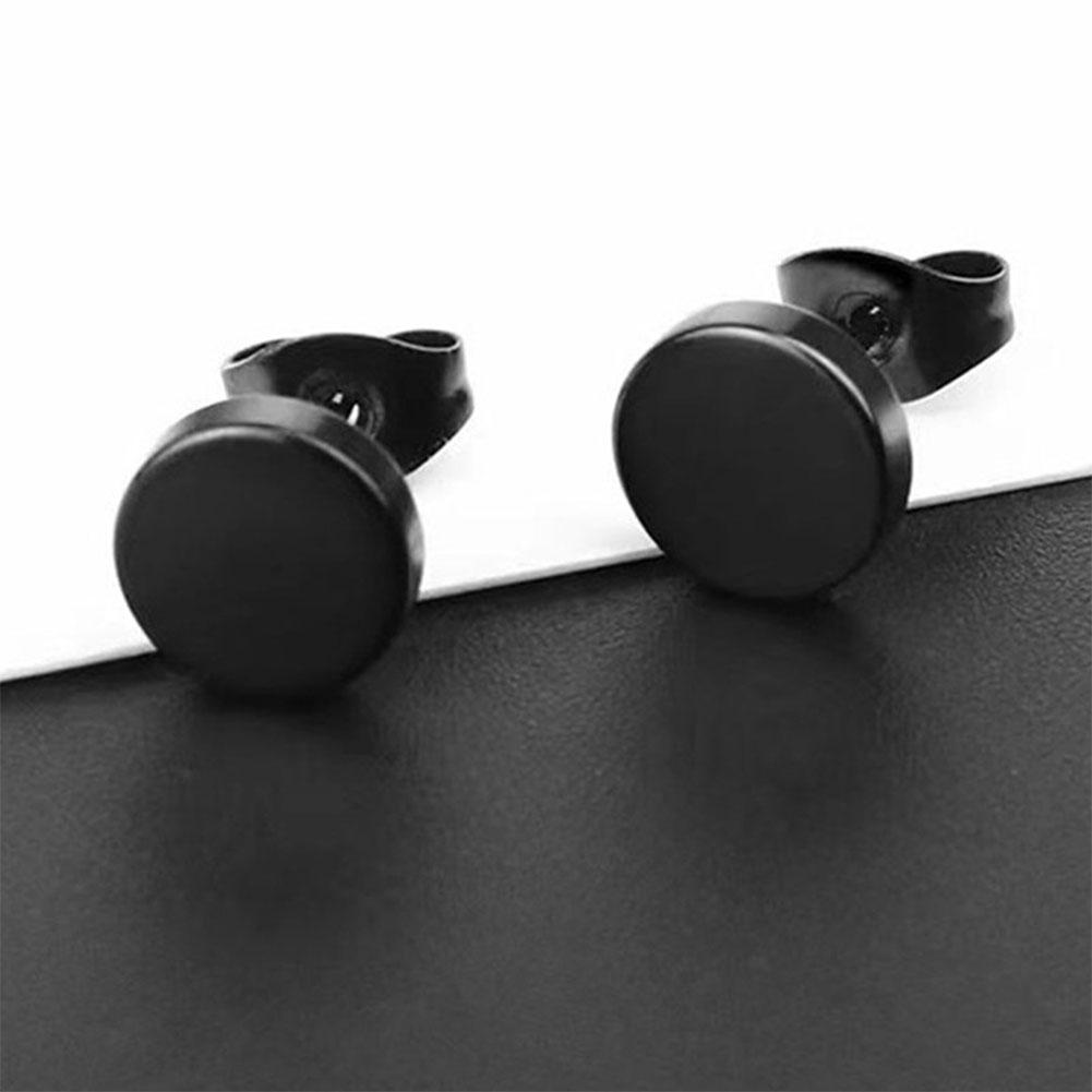 1 Pair Punk Stainless Steel Stud Earrings Black Earrings Set For Men Women Vintage Hip Hop Piercing Ear Fashionable and Minimalist Jewelry