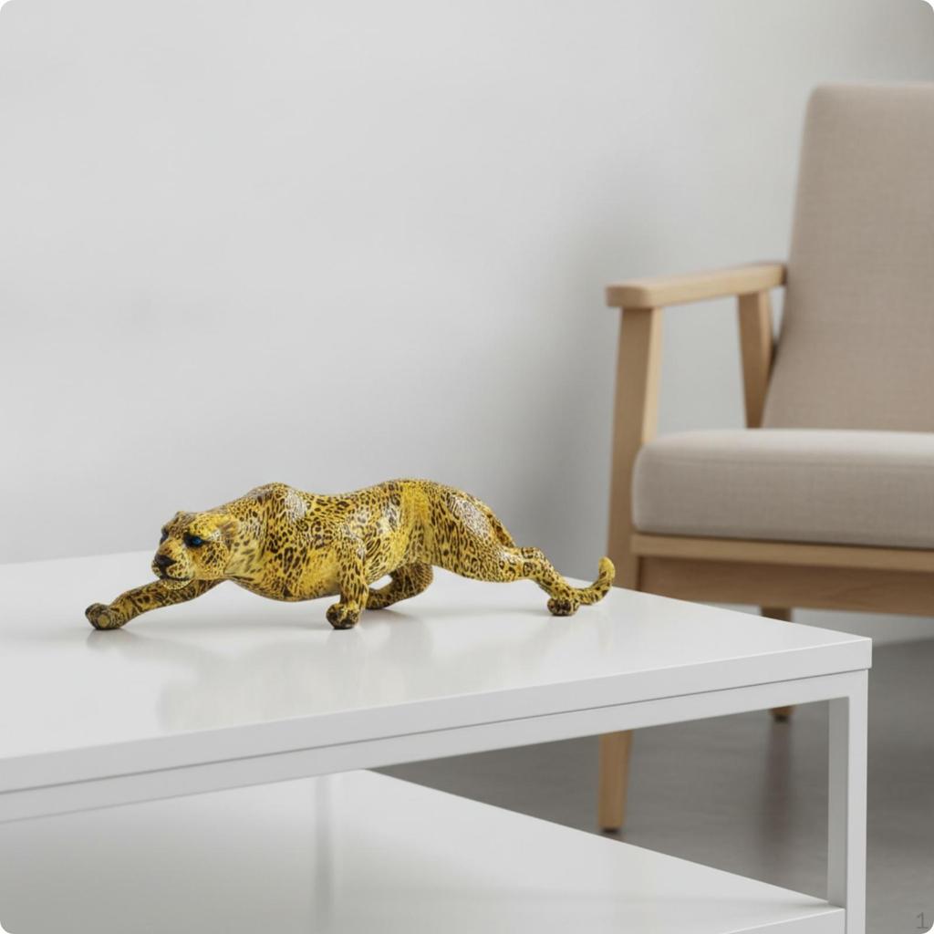 Leopard Figurine Glossy Statue Sleek Panther for Home Stylists, Art Collectors,