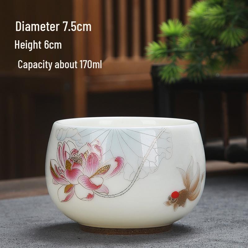 Sheep Fat Jade Porcelain Teacup: Chinese Ceramic Master Cup for Tea Tasting