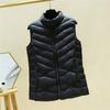 Damen Daunen Baumwollweste für Herbst und Winter, Kurz, Lässig, Dünner Stehkragen, Dicke Ärmellose Jacke, Baumwollweste