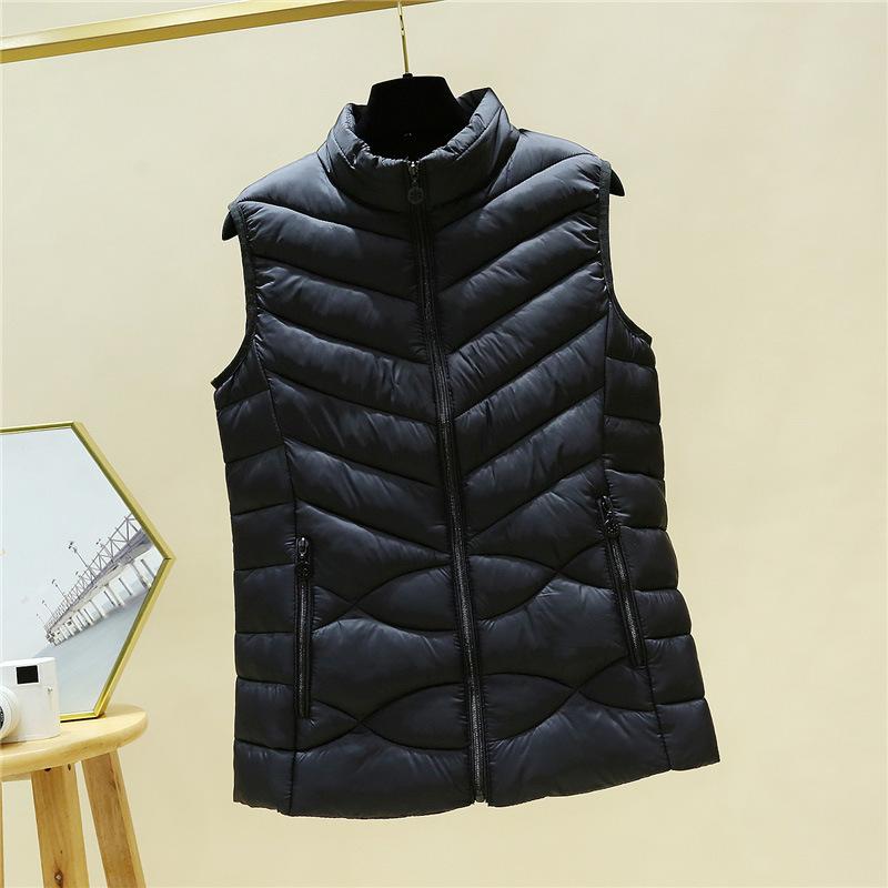 Autumn and Winter Women's Down Cotton Waistcoat, Short Casual, Thin Stand-up Collar, Thick Sleeveless Jacket, Cotton Waistcoat
