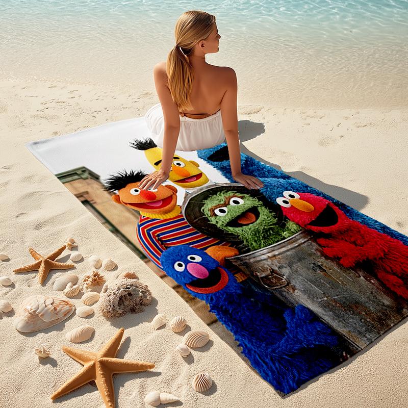 Sesame Street beach towel Outdoor camping Beach towel for vacation swim Outdoor pool Absorbent bath towel