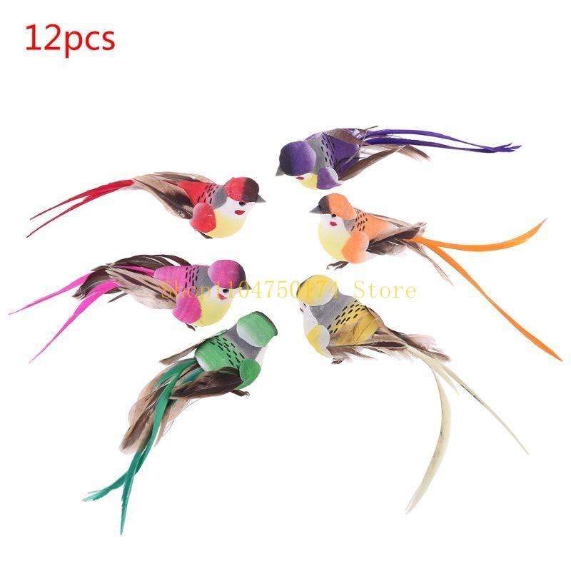 

12 Pieces Artificial Birds Simulation Foam Birds Sparrow Ornaments DIY Crafts for Wedding Decoration Party Accessories top sale