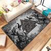 Wolf Howling Viking Triangle Symbol Crystal Velvet Carpet Nordic Mythology Rug Norse Design Living Room Floor Mat Ancientwarrior