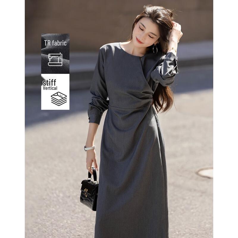 

Demana Elegant Fall Commuter Dress with Tie-Waist and Hollow-Out L