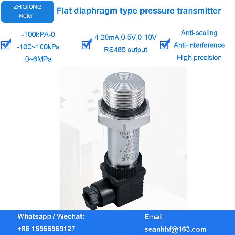 -100KPa-0-60MPa 4-20mA, 0-20MA, 0-5V 0-10V RS485 Output Flat film type pressure transmitter diaphragm type OEM izable