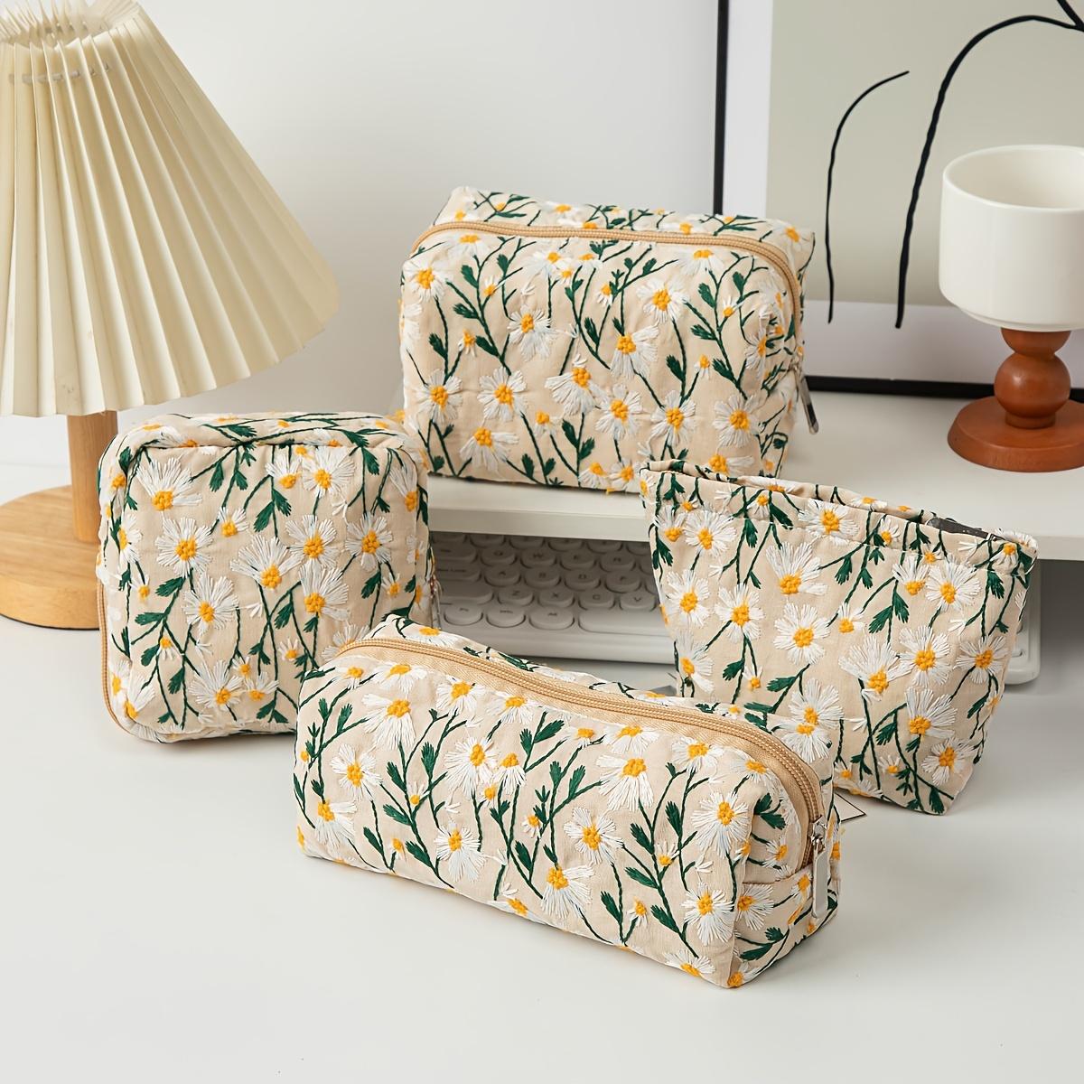

Floral Embroidery Women Cosmetic Bag Canvas Zipper Make Up Bag Travel Washing Makeup Organizer Beauty Case Storage Pouch
