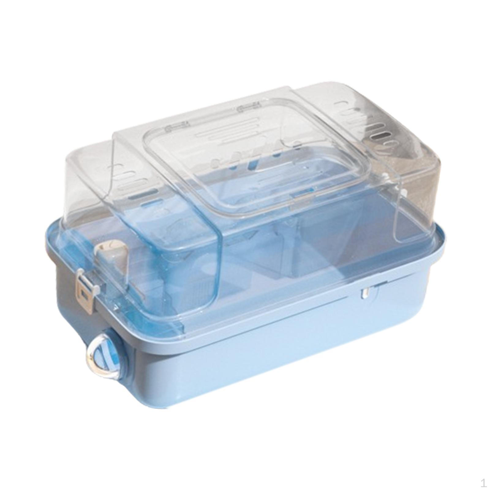 

Hamster Cage Carry Case House Transparent Small Animal Travel Habitat for Animals Guinea синій