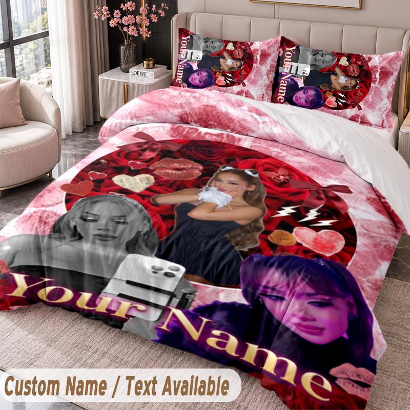 Custom Name Text 3Pcs Bedding Set Ayliva Duvet Cover And Two Pillowcases