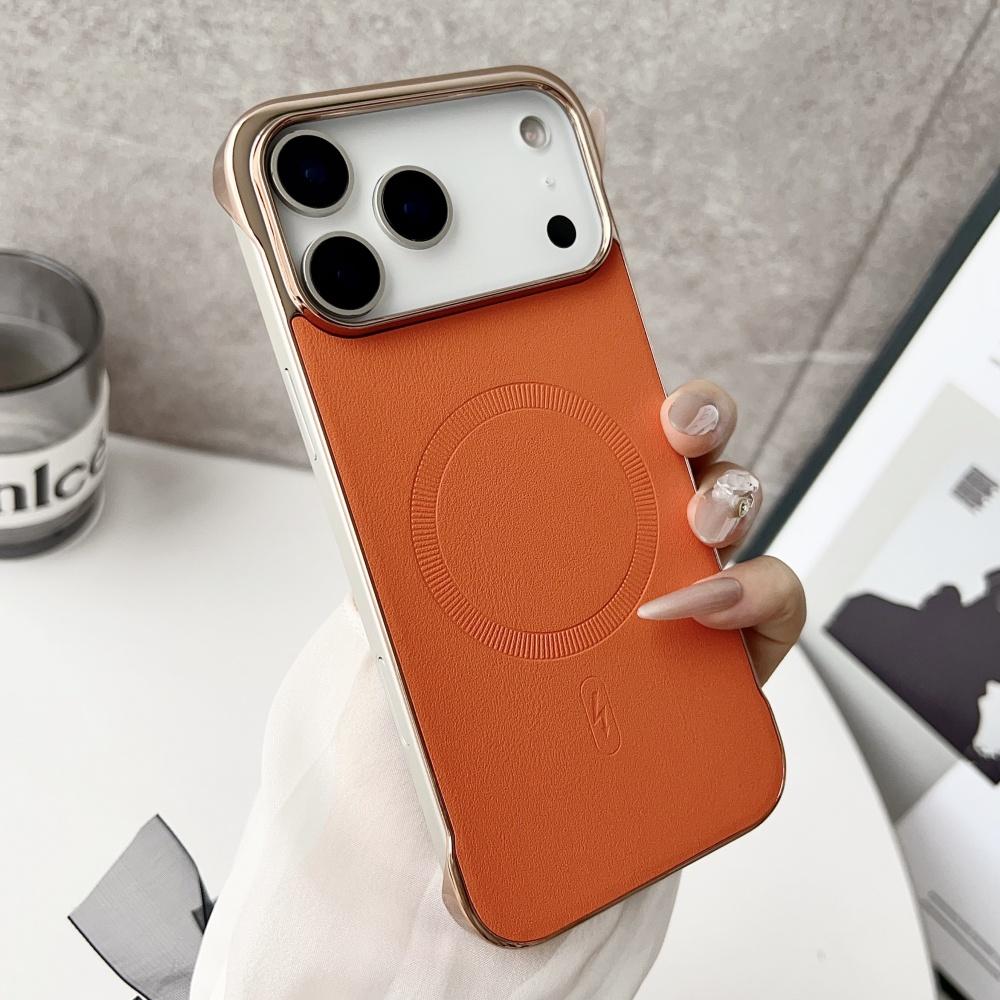Plating Frameless Matte Leather Magnetic Case For For Iphone 17 Pro Max 16 13 14 15 Plus For Magsafe Thin Heat Hissipation Cover