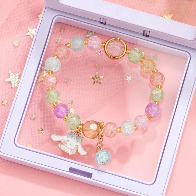Sanrio Cute Cartoon Beaded Bracelet Kuromi Cinnamoroll Colorful Bead Bracelet Sweet Girlfriend Gifts Toys For Girls