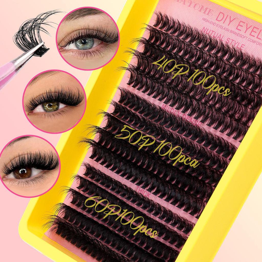 60D 100D 3D Cluster False Eyelash Set - DIY Segmented Lashes with Hot Melt Style for Dense, Natural Look