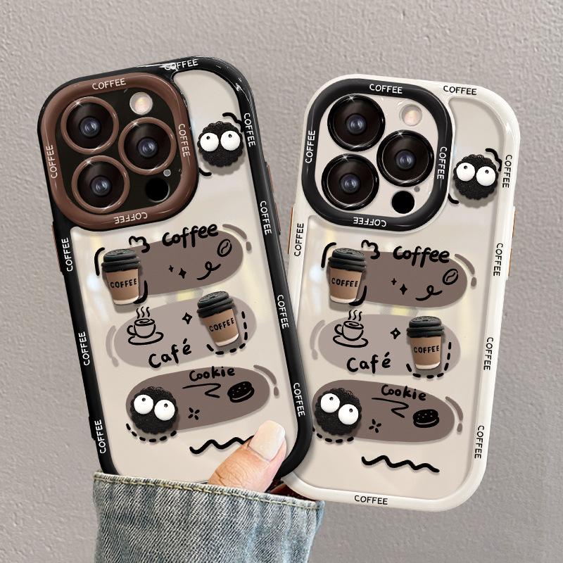 Suitable for Huawei P60 Mobile Phone Case for Women Mate50/40e Graffiti Coffee Briquette Doll Honor 90 Cute