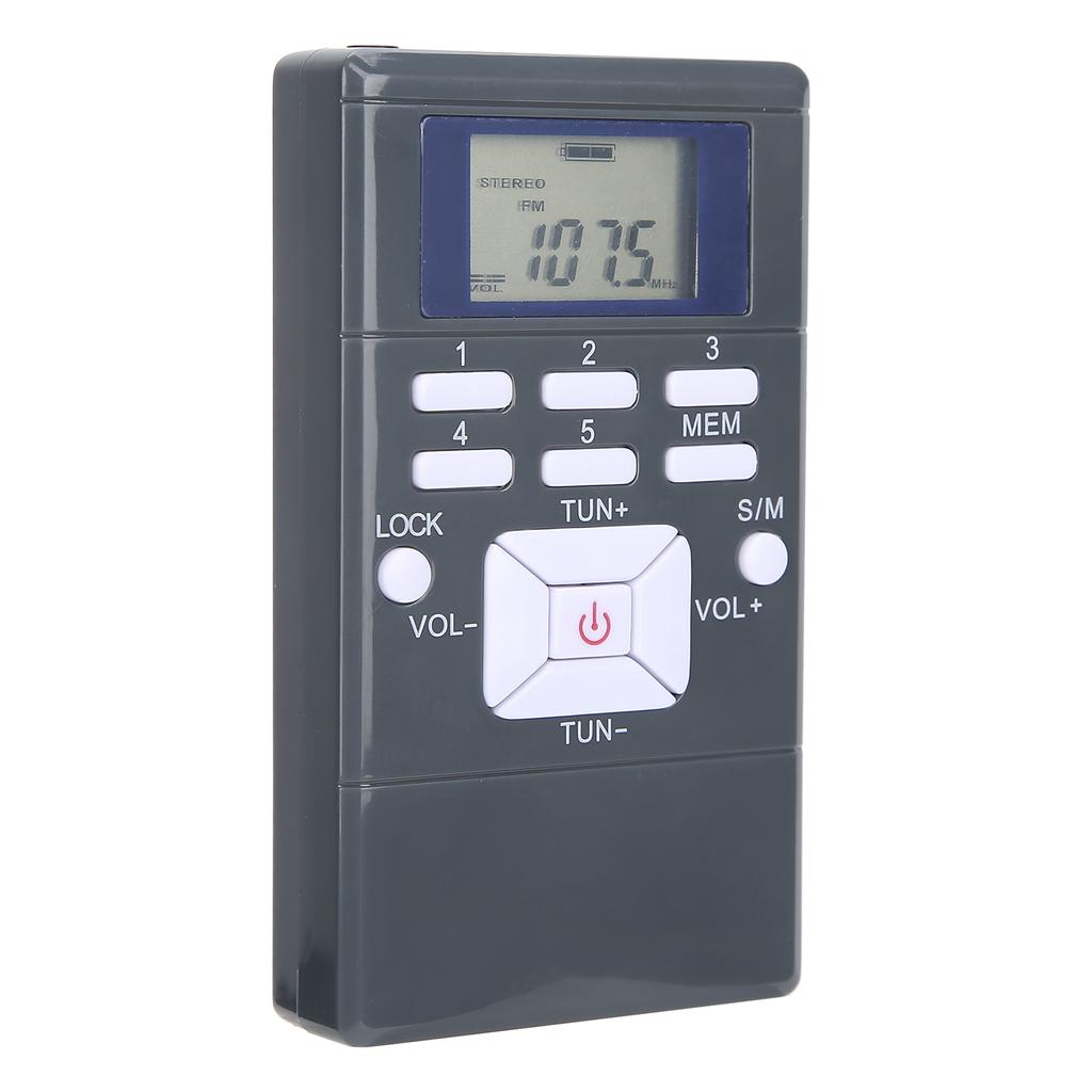 QQT102 Professional Radio Mini Portable FM Stereo Receiver with LCD Display EarphoneDark Gray