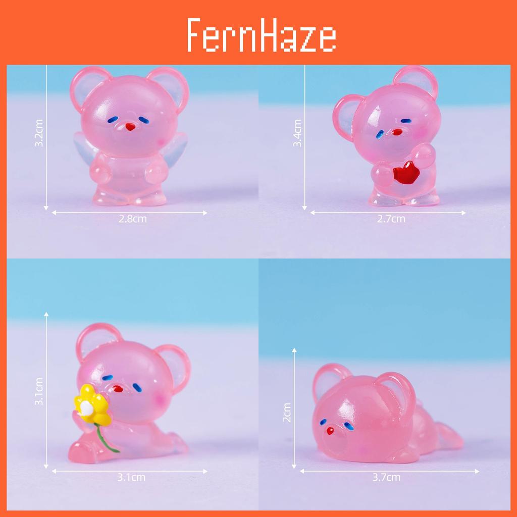 Charming Resin Mini Bear Figurine Luminous Garden Decor Cute Desktop And Car Ornament
