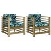 VidaXL Chaises de jardin avec coussins lot de 2 bois de pin imprégné 825680