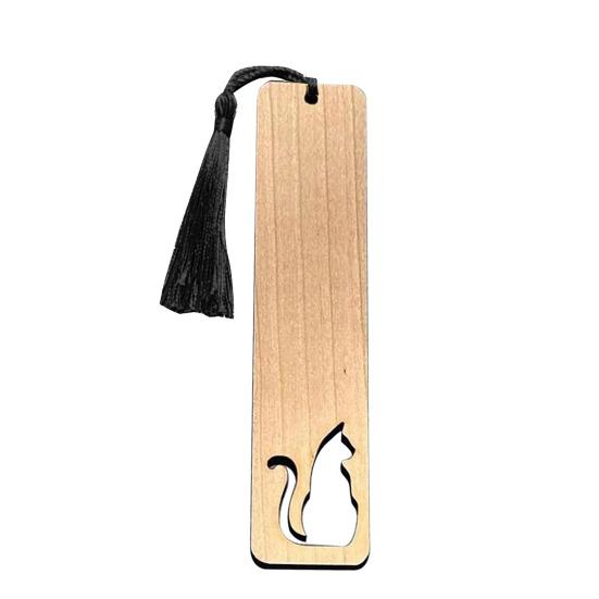 Pet Themed Bookmark Wooden Dog/Cat/Bone/Paw Carving Book Mark with Tassel Gift for Book Lovers Pet Owners