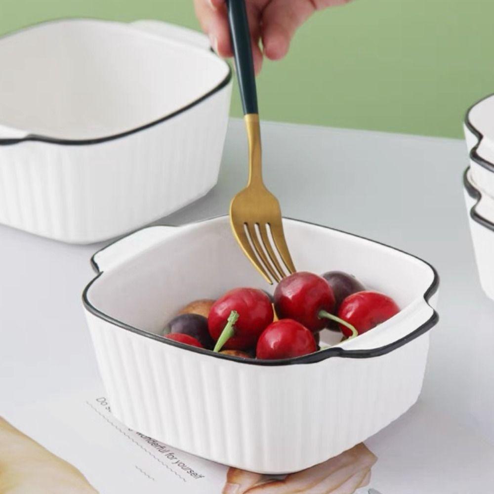 4PCS Heat-resistant Lasagna Baking Pan with Handle Rice Bowl Steamed Egg Bowl Dessert