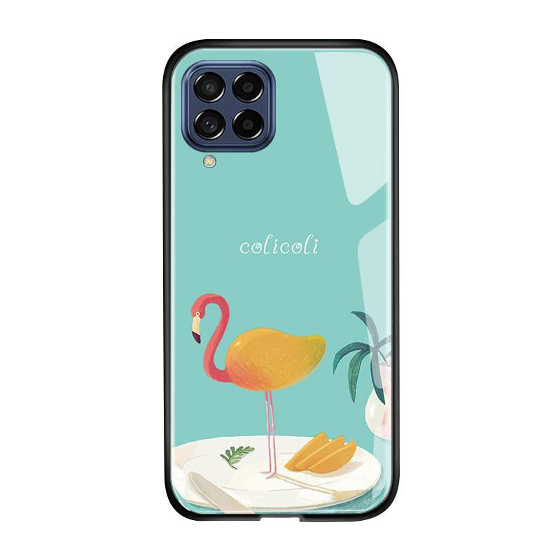 For Samsung A15 A35 A55 A73 S24 Xiaomi 13T 12T 11T Redmi Note 13 Pro 12 11 Pro 12S iPhone 16 15 14 Cute Pink Flamingo Case Shockproof Glass Cover