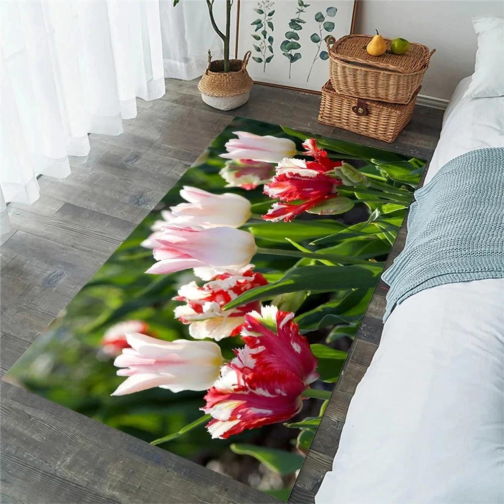 Covor Lalea Primăvară botanic Flori Covor de Zonă pentru Living Dormitor Copii Covoraș de Podea Floral Grădină Naturală Covoraș de Bucătărie