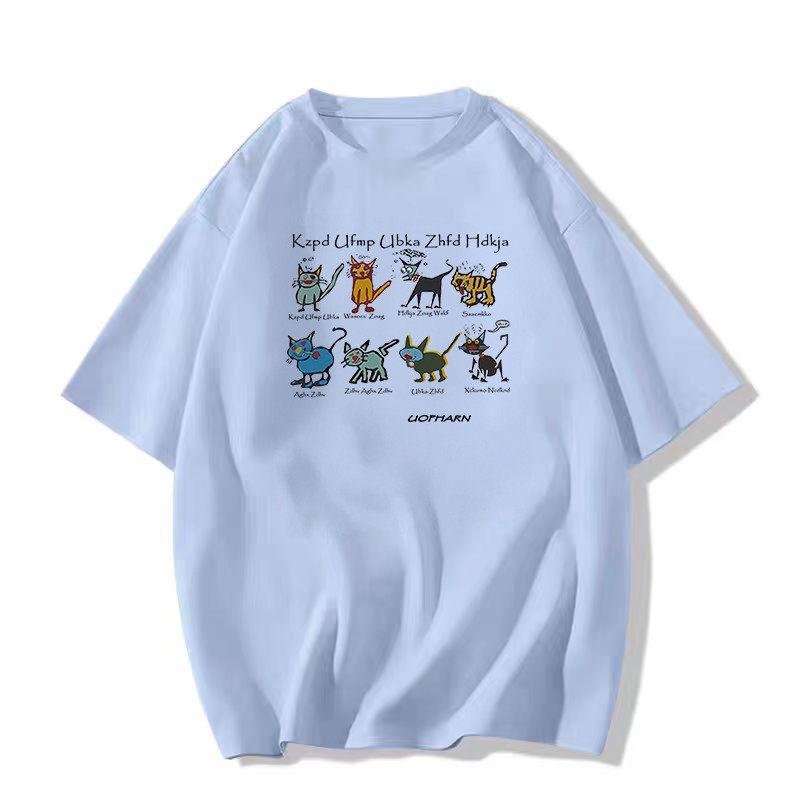 American cotton short-sleeved t-shirt women's summer new loose large size fat mm design sense niche half-sleeved thin top